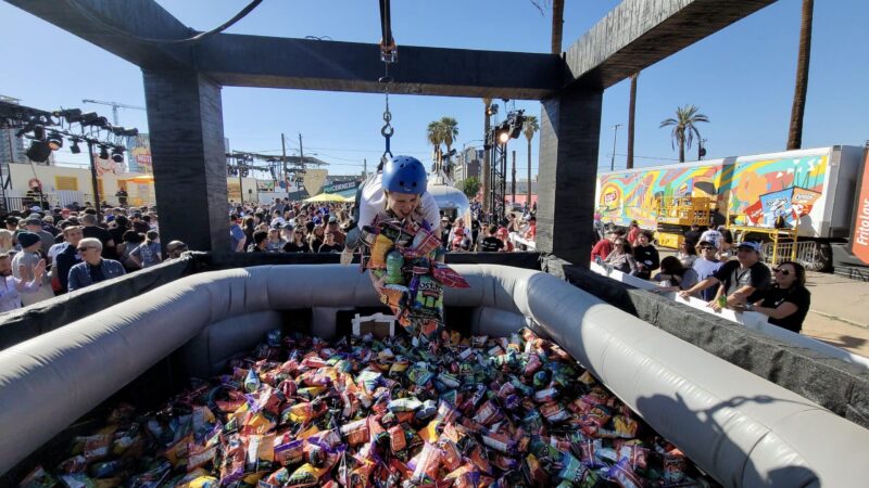 Giant Human Claw Machine at the Super Bowl 2023