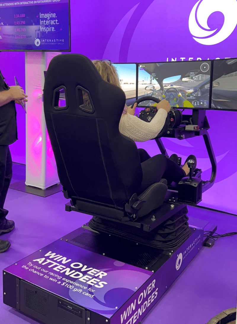 Motion Racing Simulator from our booth at EXHIBITORLIVE