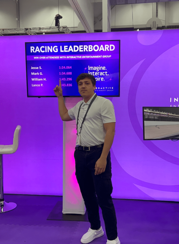 Custom racing leaderboard from our booth at EXHIBITORLIVE